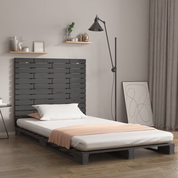 vidaXL Κεφαλάρι κρεβατιού, γκρι, 96x3x91,5 εκ., συμπαγές πεύκο