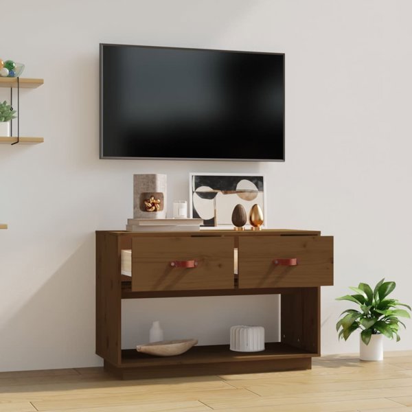 vidaXL Ντουλάπι τηλεόρασης, μέλι καφέ, 90x40x60 εκ, από μασίφ πεύκο