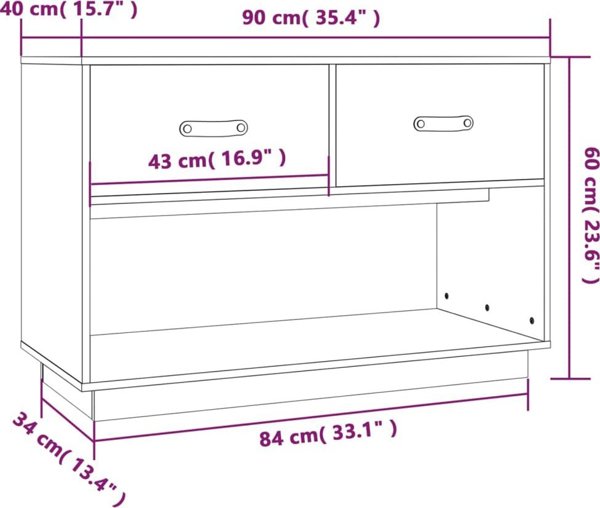 vidaXL Ντουλάπι τηλεόρασης, μέλι καφέ, 90x40x60 εκ, από μασίφ πεύκο