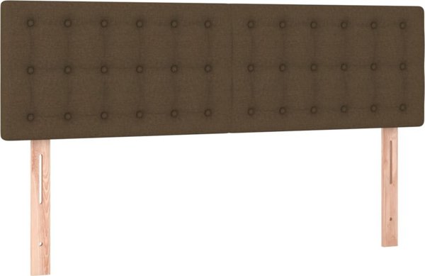 vidaXL Κεφαλάρι κρεβατιού με LED, σκούρο καφέ, ύφασμα 144x5x78/88 εκ.