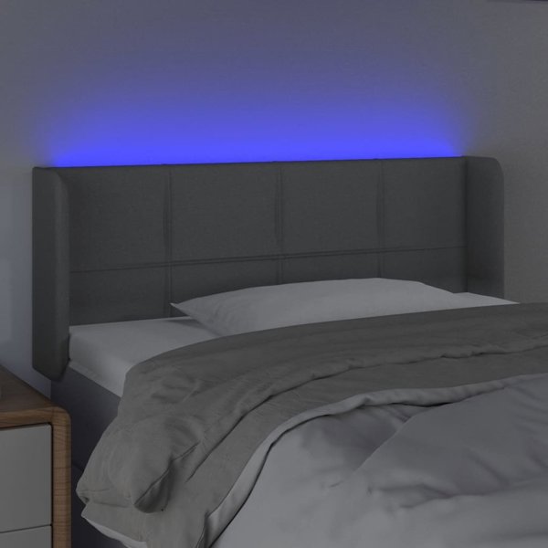 vidaXL Κεφαλάρι κρεβατιού με LED, ανοιχτό γκρι, 103x16x78/88 εκ., ύφασμα