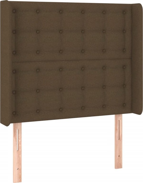 vidaXL Κοντινενταλ κρεβάτι με στρώμα, καφέ, 90x200 cm, υφασμάτινη επένδυση