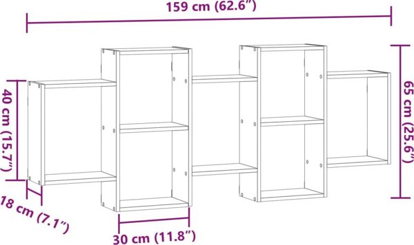 vidaXL Ράφι τοίχου παλαιωμένου ξύλου 159x18x65 εκ.