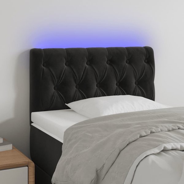 vidaXL Κεφαλάρι κρεβατιού με LED, μαύρο, 80x7x78/88 cm, βελούδο