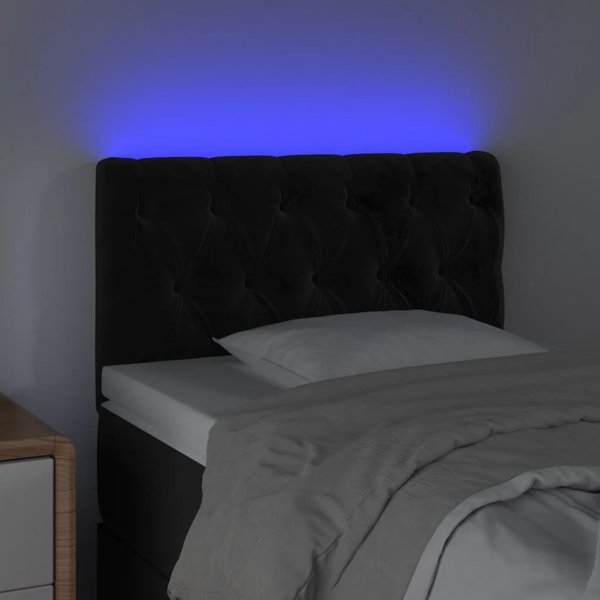 vidaXL Κεφαλάρι κρεβατιού με LED, μαύρο, 80x7x78/88 cm, βελούδο