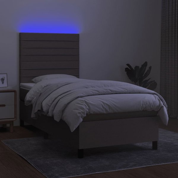 vidaXL Κρεβάτι κοntinental με στρώμα, taupe, 90x200 εκ., ύφασμα