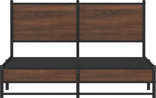 vidaXL Metalowa rama lozka z wezglowiem brazowy dab 137x190 cm