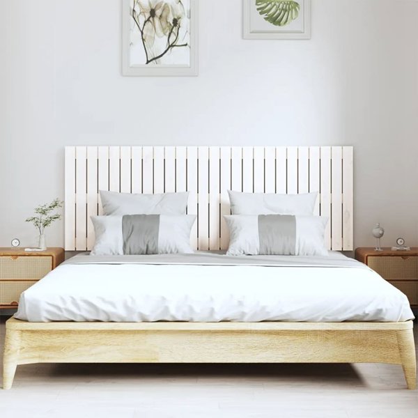 vidaXL Κεφαλάρι κρεβατιού, λευκό, 166x3x60 cm, μασίφ ξύλο πεύκου