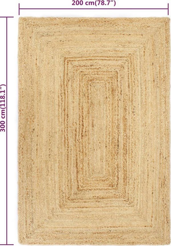 vidaXL DYWAN JUTOWY BOHO PLECIONY Z JUTY 200X300CM
