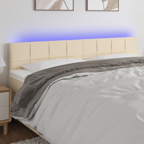vidaXL Zaglowek do lozka z LED, krem, 180x5x78/88 cm, yfra