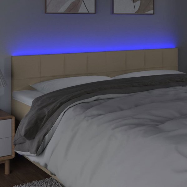 vidaXL Zaglowek do lozka z LED, krem, 180x5x78/88 cm, yfra