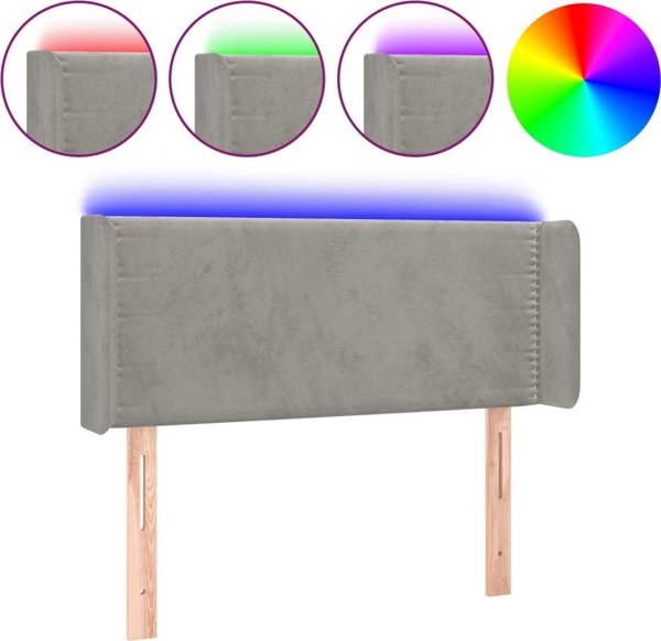 vidaXL Κεφαλάρι κρεβατιού με LED ανοιχτό γκρι 83x16x78/88 εκ από βελούδο