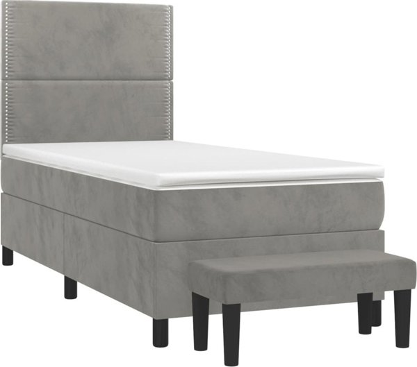 vidaXL Λουτζκο κοντινενταλ με στρωμα, ανοιχτο γκρι, ακαμιτ, 100x200 cm