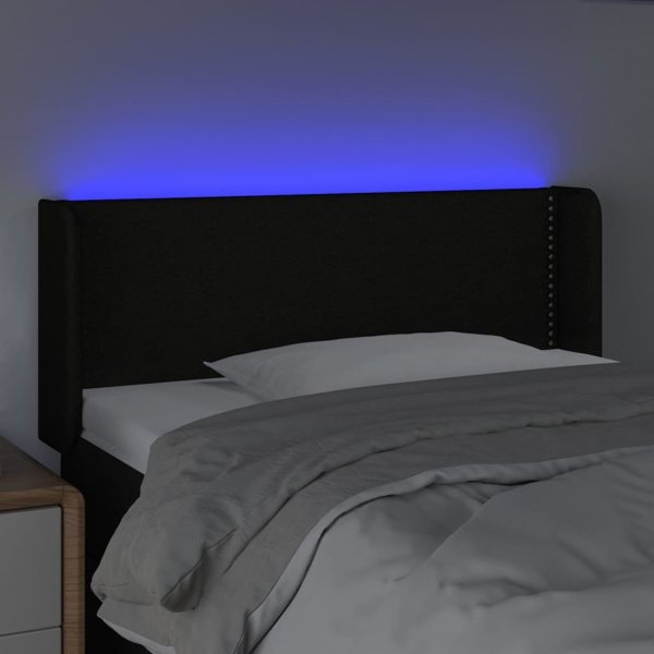 vidaXL Κεφαλάρι κρεβατιού με LED, μαύρο, 103x16x78/88 εκ., ύφασμα