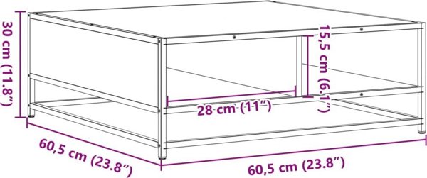 vidaXL Τραπεζάκι καφέ καφέ δρυς 60,5x60,5x30 εκ.