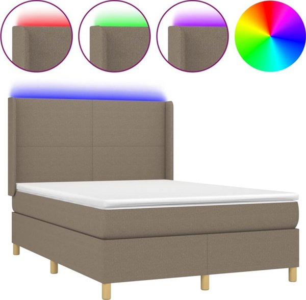 vidaXL Κρεβάτι κοντινένταλ με στρώμα ταουπέ 140x200 cm, ύφασμα