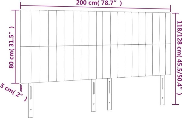 vidaXL Zaglowek do lozka z LED ciemnobrazowy 200x5x118/128 cm tkanina