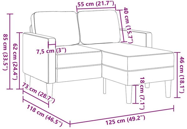 vidaXL Καναπές 2 Θέσεων, Σκελετός Σχήματος L, Σκούρο Γκρι