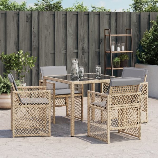 vidaXL Καρέκλες κήπου με μαξιλάρια, 4 τεμ., ανάμεικτο μπεζ, πολυρατάν