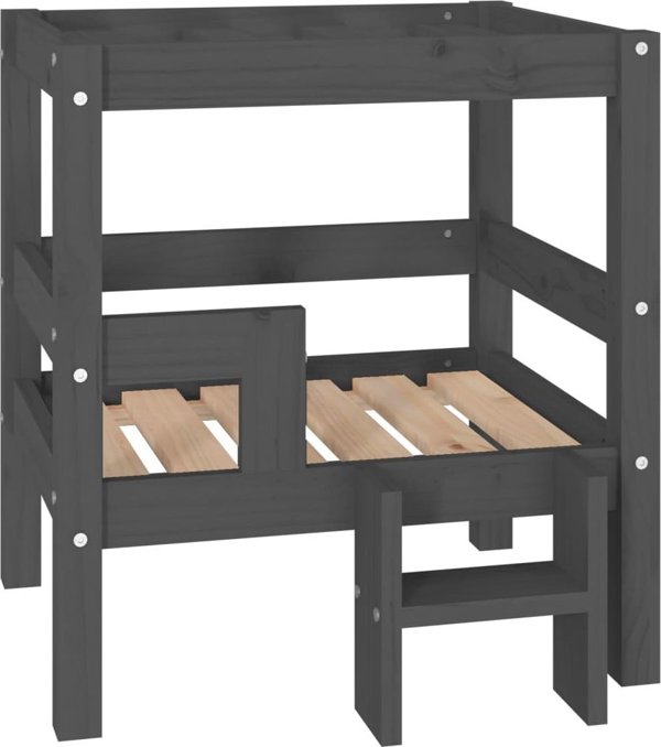 vidaXL vidaXL Legowisko dla psa, szare, 55,5x53,5x60 cm, lite drewno sosnowe
