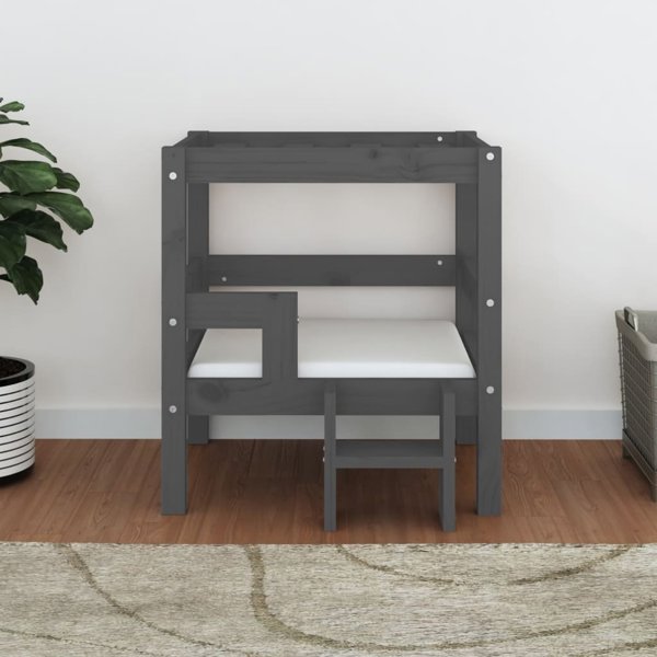 vidaXL vidaXL Legowisko dla psa, szare, 55,5x53,5x60 cm, lite drewno sosnowe