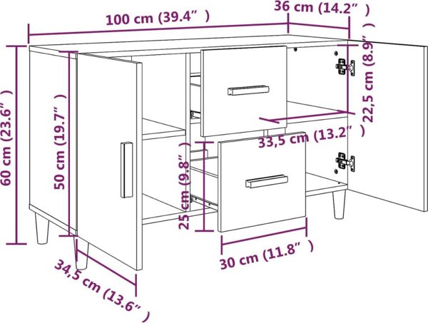 vidaXL Κομότα καπνιστής δρυς 100x36x60 cm από μοριοσανίδα