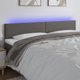 vidaXL Κεφαλαρι κρεβατιου με LED, γκρι, 180x5x78/88 cm, τεχνητο δερμα