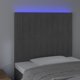 vidaXL Κεφαλάρι Κρεβατιού με LED, Σκούρο Γκρι, 90x5x118/128 εκ, Βελούδινο