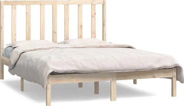 vidaXL Σκελετός κρεβατιού, μασίφ πεύκο, 135x190 cm, διπλό