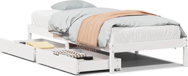 vidaXL Rama κρεβατιού χωρίς στρώμα, λευκή, 90x190 εκ., από μασίφ πεύκο