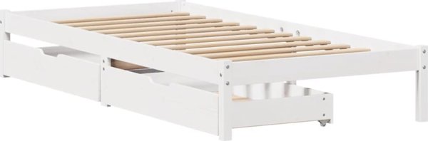 vidaXL Rama κρεβατιού χωρίς στρώμα, λευκή, 90x190 εκ., από μασίφ πεύκο