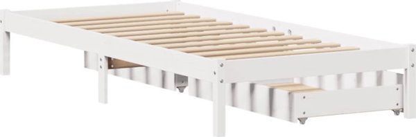 vidaXL Rama κρεβατιού χωρίς στρώμα, λευκή, 90x190 εκ., από μασίφ πεύκο