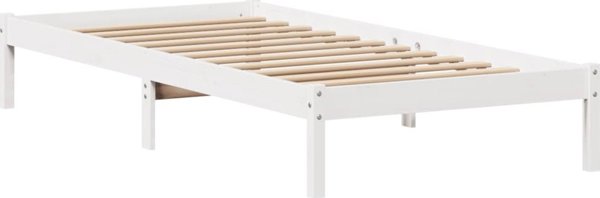 vidaXL Rama κρεβατιού χωρίς στρώμα, λευκή, 90x190 εκ., από μασίφ πεύκο