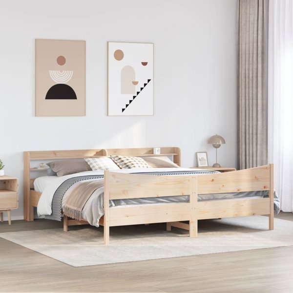 vidaXL Rama κρεβατιού με κεφαλάρι, 200x200 cm, μασίφ πεύκο