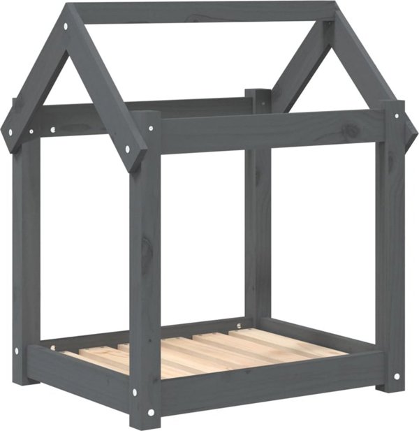 vidaXL vidaXL Legowisko dla psa, szare, 61x50x70 cm, lite drewno sosnowe