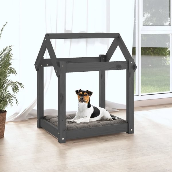 vidaXL vidaXL Legowisko dla psa, szare, 61x50x70 cm, lite drewno sosnowe