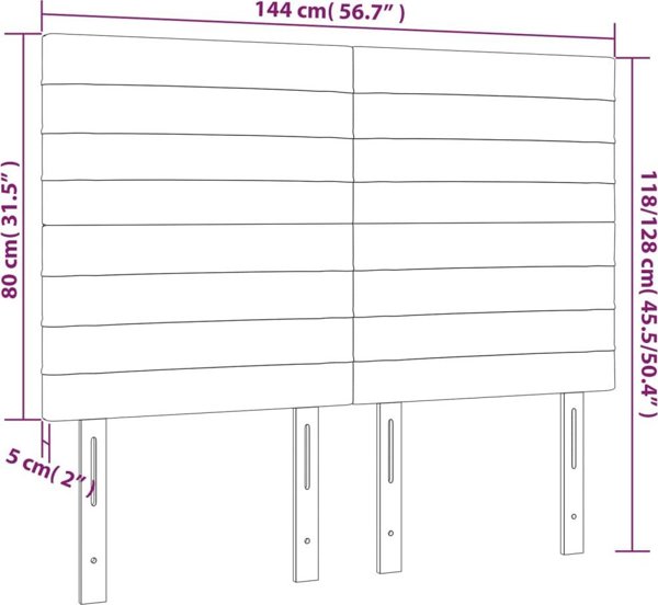 vidaXL Προσκέφαλα κρεβατιού, 4 τεμ., μαύρα, 72x5x78/88 εκ, βελούδινα