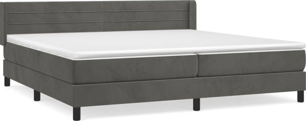 vidaXL Kontinentiko krevati me strwma skouro gri aksamit 200x200 cm
