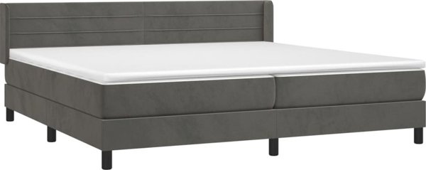 vidaXL Kontinentiko krevati me strwma skouro gri aksamit 200x200 cm