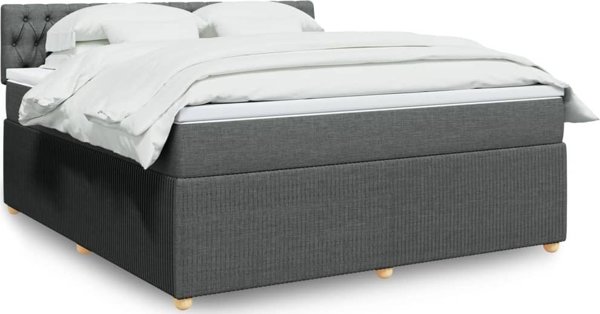 vidaXL Κρεβάτι Continental με στρώμα, σκούρο γκρι ύφασμα 180x200 εκ.