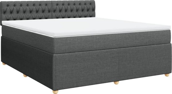 vidaXL Κρεβάτι Continental με στρώμα, σκούρο γκρι ύφασμα 180x200 εκ.