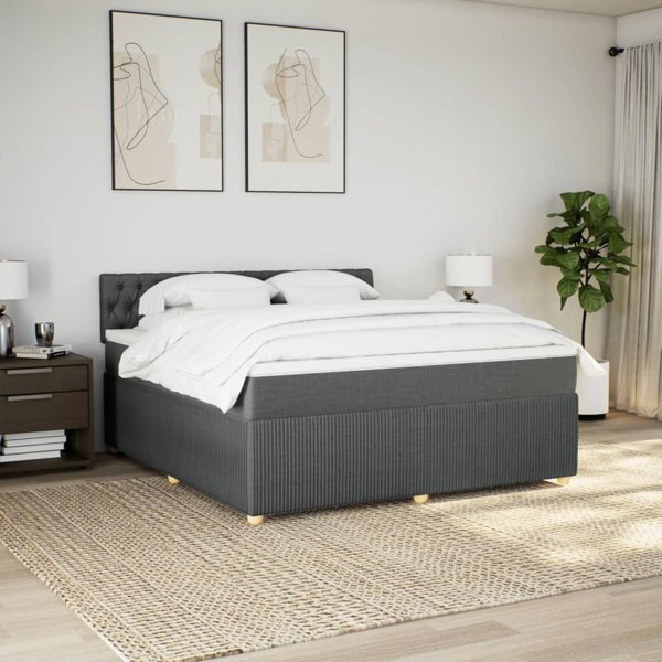 vidaXL Κρεβάτι Continental με στρώμα, σκούρο γκρι ύφασμα 180x200 εκ.