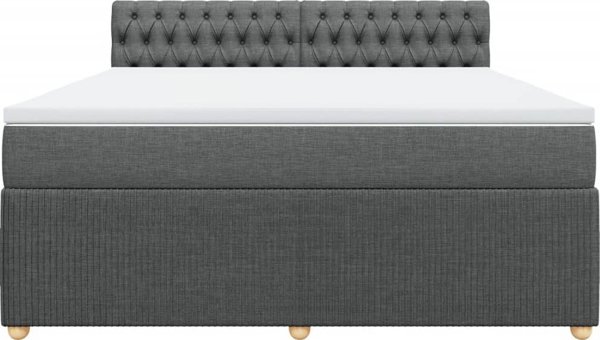 vidaXL Κρεβάτι Continental με στρώμα, σκούρο γκρι ύφασμα 180x200 εκ.