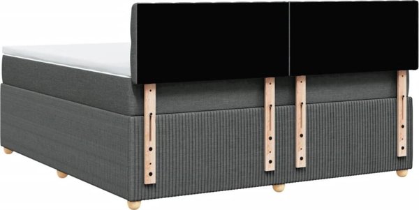 vidaXL Κρεβάτι Continental με στρώμα, σκούρο γκρι ύφασμα 180x200 εκ.