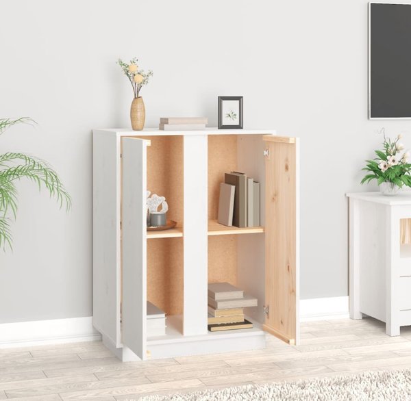 vidaXL Szafka, biala, 60x35x80 cm, lite drewno sosnowe