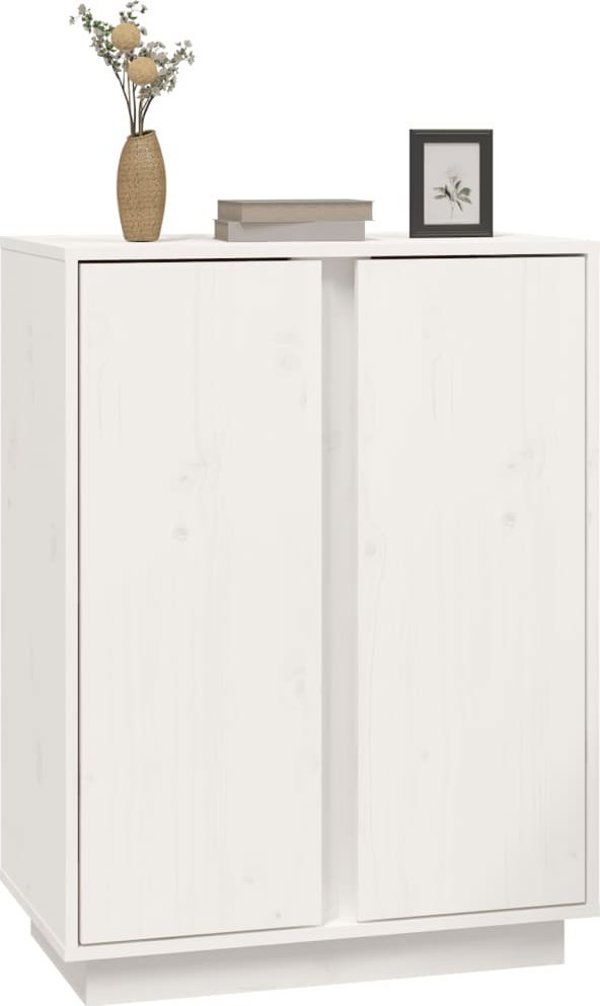 vidaXL Szafka, biala, 60x35x80 cm, lite drewno sosnowe