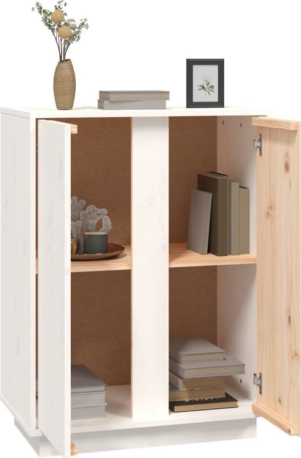 vidaXL Szafka, biala, 60x35x80 cm, lite drewno sosnowe
