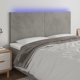 vidaXL Zaglowek do lozka z LED, jasnoszary, 200x5x118/128 cm, aksamit