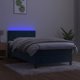 vidaXL Λουτζκο κοντινεντάλ με στρώμα και LED, μπλε βελούδο 90x190 εκ