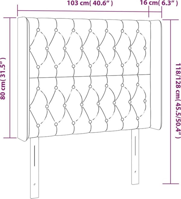 vidaXL Κεφαλάρι Κρεβατιού με LED Taupe 103x16x118/128 cm Ύφασμα